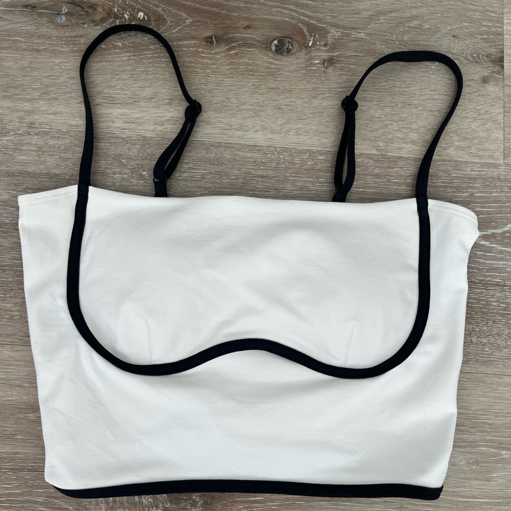 Alo Yoga Airbrush Streamlined Bra Tank - Ivory/Black